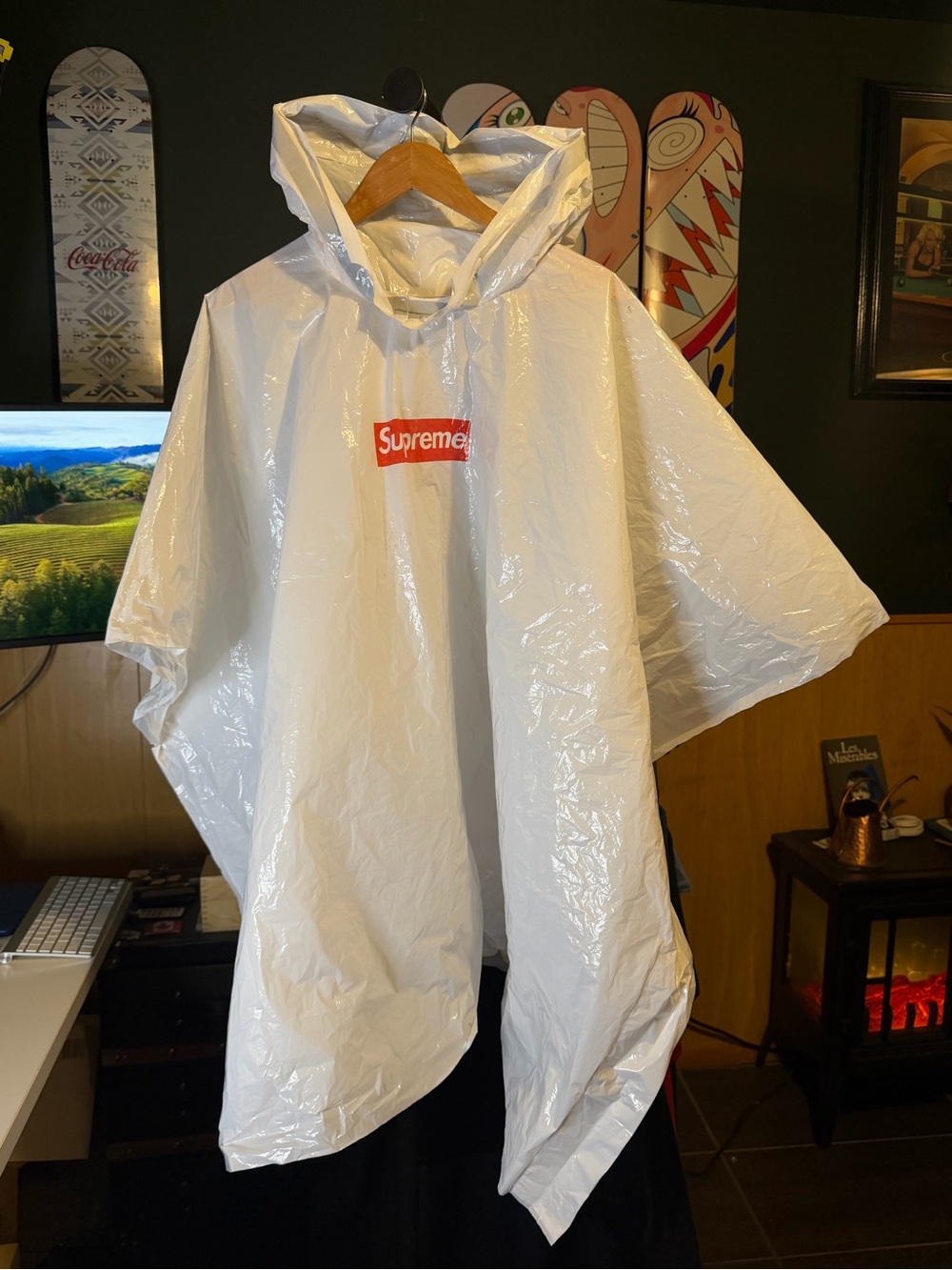 Supreme Ballpark Poncho White Hooded Pullover